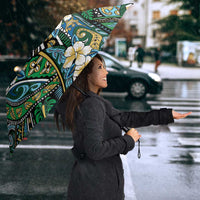 Polynesian Hibiscus Tropical Green Floral Umbrella Tribal Pattern - Polynesian Pride