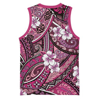 Polynesian Hibiscus Tropical Pink Floral Basketball Jersey Tribal Pattern LT01 - Polynesian Pride