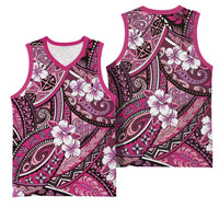 Polynesian Hibiscus Tropical Pink Floral Basketball Jersey Tribal Pattern LT01 - Polynesian Pride