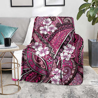 Polynesian Hibiscus Tropical Pink Floral Blanket Tribal Pattern - Polynesian Pride