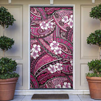Polynesian Hibiscus Tropical Pink Floral Door Cover Tribal Pattern - Polynesian Pride