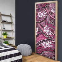 Polynesian Hibiscus Tropical Pink Floral Door Cover Tribal Pattern - Polynesian Pride
