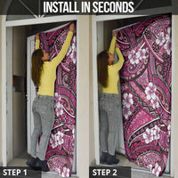 Polynesian Hibiscus Tropical Pink Floral Door Cover Tribal Pattern - Polynesian Pride