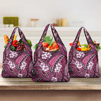 Polynesian Hibiscus Tropical Pink Floral Grocery Bag Tribal Pattern LT01 3-pack One Size Pink - Polynesian Pride
