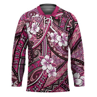 Polynesian Hibiscus Tropical Pink Floral Hockey Jersey Tribal Pattern LT01 Unisex Pink - Polynesian Pride
