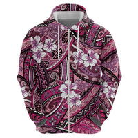 Polynesian Hibiscus Tropical Pink Floral Hoodie Tribal Pattern - Polynesian Pride