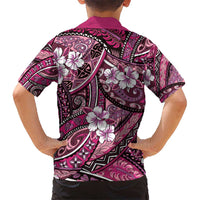 Polynesian Hibiscus Tropical Pink Floral Kid Hawaiian Shirt Tribal Pattern LT01 - Polynesian Pride