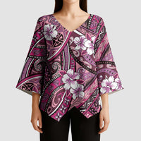Polynesian Hibiscus Tropical Pink Floral Kimono Sleeve Blouse Tribal Pattern LT01 - Polynesian Pride