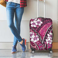 Polynesian Hibiscus Tropical Pink Floral Luggage Cover Tribal Pattern - Polynesian Pride