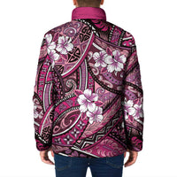 Polynesian Hibiscus Tropical Pink Floral Padded Jacket Tribal Pattern LT01 - Polynesian Pride