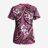 Polynesian Hibiscus Tropical Pink Floral Scrub Top Tribal Pattern LT01 - Polynesian Pride