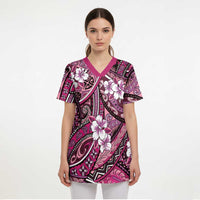 Polynesian Hibiscus Tropical Pink Floral Scrub Top Tribal Pattern LT01 - Polynesian Pride