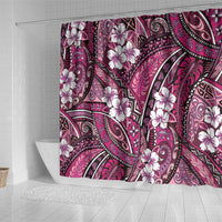 Polynesian Hibiscus Tropical Pink Floral Shower Curtain Tribal Pattern - Polynesian Pride