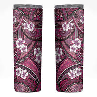 Polynesian Hibiscus Tropical Pink Floral Skinny Tumbler Tribal Pattern - Polynesian Pride