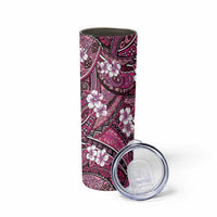 Polynesian Hibiscus Tropical Pink Floral Skinny Tumbler Tribal Pattern - Polynesian Pride
