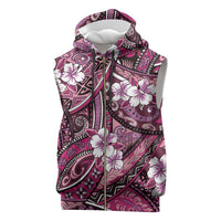 Polynesian Hibiscus Tropical Pink Floral Sleeveless Zip Hoodie Tribal Pattern LT01 Pink - Polynesian Pride