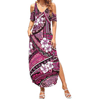 Polynesian Hibiscus Tropical Pink Floral Summer Maxi Dress Tribal Pattern LT01 Women Pink - Polynesian Pride