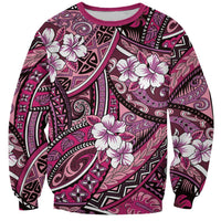 Polynesian Hibiscus Tropical Pink Floral Sweatshirt Tribal Pattern LT01 Unisex Pink - Polynesian Pride