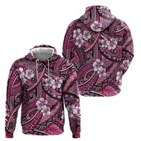 Polynesian Hibiscus Tropical Pink Floral Zip Hoodie Tribal Pattern - Polynesian Pride