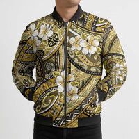 Polynesian Hibiscus Tropical Yellow Floral Bomber Puffer Jacket Tribal Pattern LT01 - Polynesian Pride