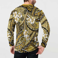 Polynesian Hibiscus Tropical Yellow Floral Button Sweatshirt Tribal Pattern LT01 - Polynesian Pride