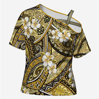 Polynesian Hibiscus Tropical Yellow Floral Cross Shoulder Shirt Tribal Pattern LT01 Female Yellow - Polynesian Pride