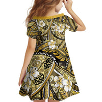 Polynesian Hibiscus Tropical Yellow Floral Family Matching Tank Maxi Dress and Hawaiian Shirt Tribal Pattern - Polynesian Pride