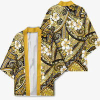 Polynesian Hibiscus Tropical Yellow Floral Kimono Tribal Pattern - Polynesian Pride