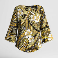 Polynesian Hibiscus Tropical Yellow Floral Kimono Sleeve Blouse Tribal Pattern LT01 - Polynesian Pride