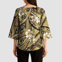 Polynesian Hibiscus Tropical Yellow Floral Kimono Sleeve Blouse Tribal Pattern LT01 - Polynesian Pride
