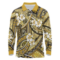 Polynesian Hibiscus Tropical Yellow Floral Long Sleeve Polo Shirt Tribal Pattern LT01 Yellow - Polynesian Pride