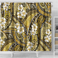 Polynesian Hibiscus Tropical Yellow Floral Shower Curtain Tribal Pattern - Polynesian Pride