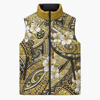 Polynesian Hibiscus Tropical Yellow Floral Sleeveless Puffer Jacket Tribal Pattern LT01 Unisex Yellow - Polynesian Pride
