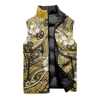 Polynesian Hibiscus Tropical Yellow Floral Sleeveless Puffer Jacket Tribal Pattern LT01 - Polynesian Pride