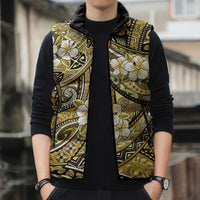 Polynesian Hibiscus Tropical Yellow Floral Sleeveless Puffer Jacket Tribal Pattern LT01 - Polynesian Pride