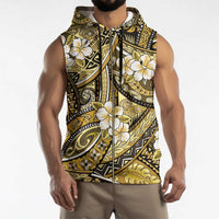 Polynesian Hibiscus Tropical Yellow Floral Sleeveless Zip Hoodie Tribal Pattern LT01 - Polynesian Pride