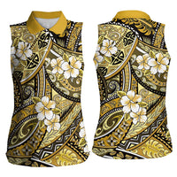 Polynesian Hibiscus Tropical Yellow Floral Women Sleeveless Polo Shirt Tribal Pattern LT01 - Polynesian Pride
