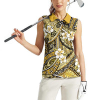 Polynesian Hibiscus Tropical Yellow Floral Women Sleeveless Polo Shirt Tribal Pattern LT01 - Polynesian Pride