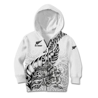 New Zealand Silver Fern Rugby Kid Hoodie Aotearoa Kiwi Maori White Version LT01 Zip Hoodie White - Polynesian Pride