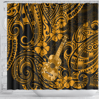 Hawaii Ukulele Shower Curtain Polynesian Pattern Gold Version LT01 - Polynesian Pride