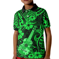 Hawaii Ukulele Kid Polo Shirt Polynesian Pattern Green Version LT01 Kid Green - Polynesian Pride