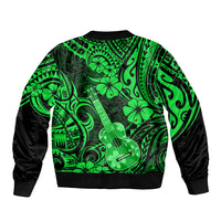 Hawaii Ukulele Sleeve Zip Bomber Jacket Polynesian Pattern Green Version LT01 - Polynesian Pride