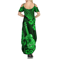 Hawaii Ukulele Summer Maxi Dress Polynesian Pattern Green Version LT01 - Polynesian Pride