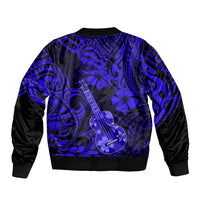 Hawaii Ukulele Sleeve Zip Bomber Jacket Polynesian Pattern Navy Blue Version LT01 - Polynesian Pride