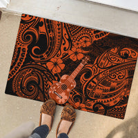 Hawaii Ukulele Rubber Doormat Polynesian Pattern Orange Version LT01 - Polynesian Pride