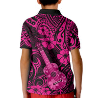 Hawaii Ukulele Kid Polo Shirt Polynesian Pattern Pink Version LT01 - Polynesian Pride