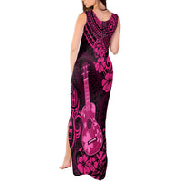 Hawaii Ukulele Tank Maxi Dress Polynesian Pattern Pink Version LT01 - Polynesian Pride
