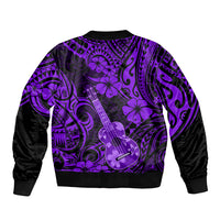 Hawaii Ukulele Sleeve Zip Bomber Jacket Polynesian Pattern Purple Version LT01 - Polynesian Pride