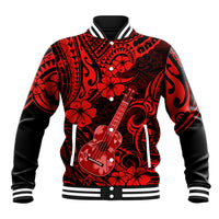 Hawaii Ukulele Baseball Jacket Polynesian Pattern Red Version LT01 Unisex Red - Polynesian Pride