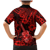 Hawaii Ukulele Family Matching Mermaid Dress and Hawaiian Shirt Polynesian Pattern Red Version LT01 - Polynesian Pride